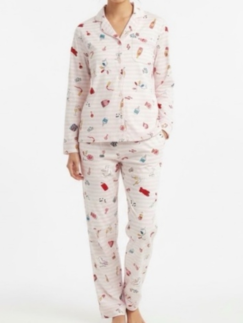 Kate Spade Pink Multi 'Party' Striped Pajama Set Size S